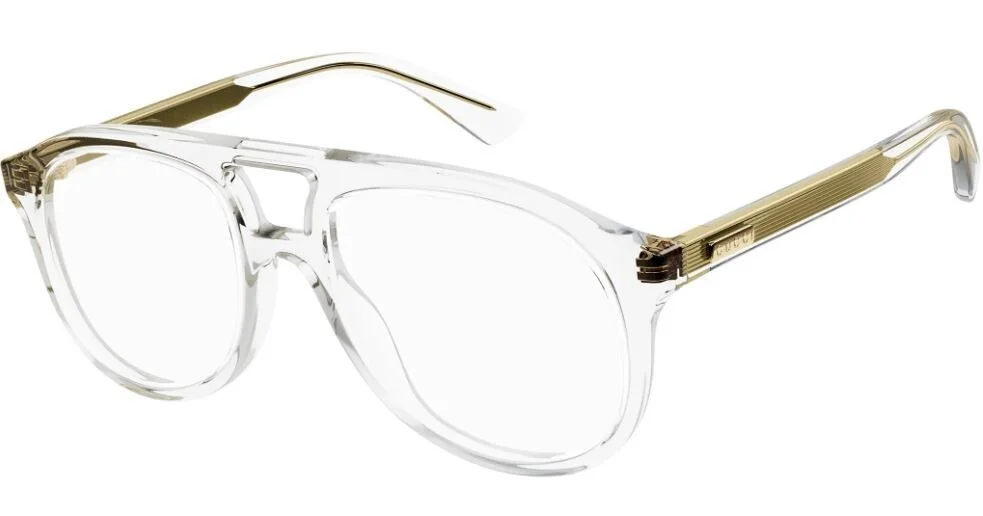 Gucci Eyeglasses GG1320o-003-54 Shiny Crystal Frame Transparent Lenses