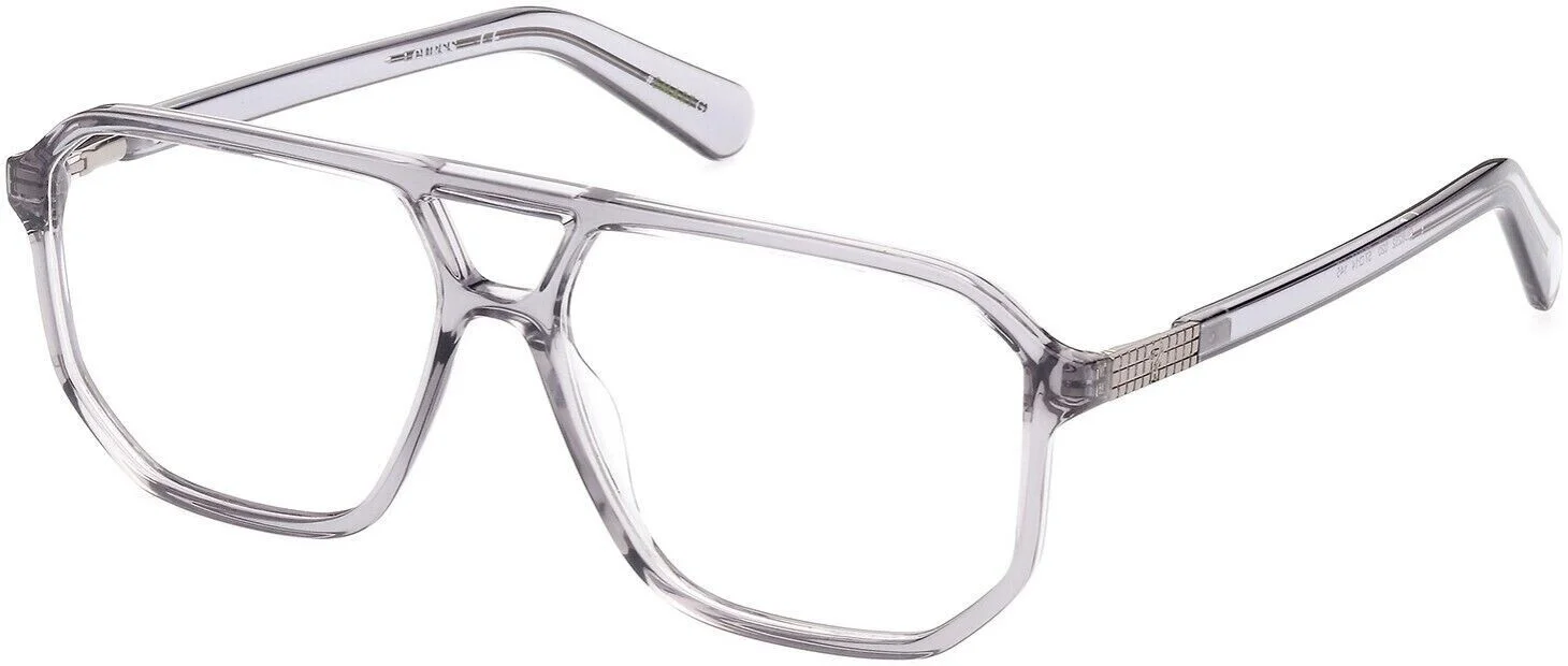 GUESS Originals GU8252 020 Gray Clear Plastic Aviator Eyeglasses Frame 57-14-145