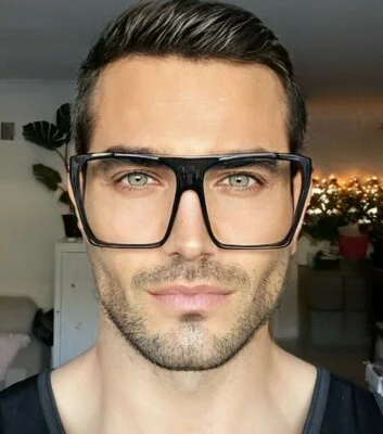Oversized Retro XXL Flat Top Clear Lens Fashion Frames Mens WaYf Eyeglasses 9688 1