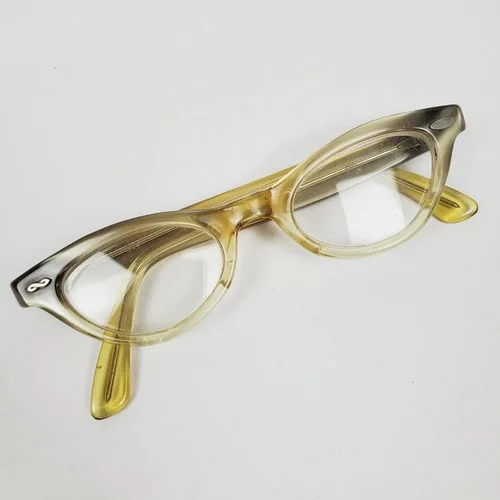 Vtg 1950s USA Horn Rim Childs Eyeglasses Frames w/ Case Girls Small 3.5" Cateye 2