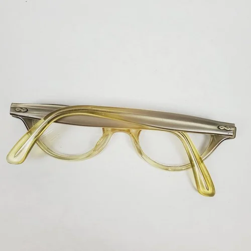 Vtg 1950s USA Horn Rim Childs Eyeglasses Frames w/ Case Girls Small 3.5" Cateye 4